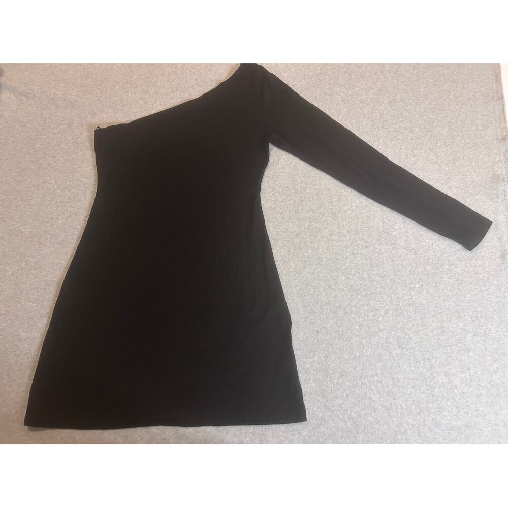 Reformation Yara One Shoulder Black Tencel Mini Dress  - M